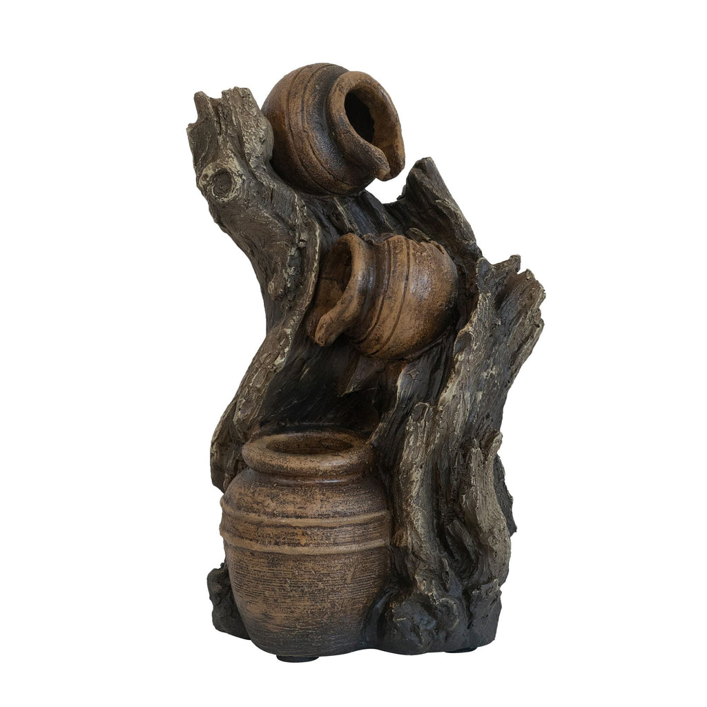 Decorative 3 Tier Water Fountain With Pot Design - Brown by Unique Piece Furniture