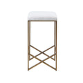Backless Upholstered Counter Stool With Padded Seat - Ivory / Bronze by Unique Piece Furniture