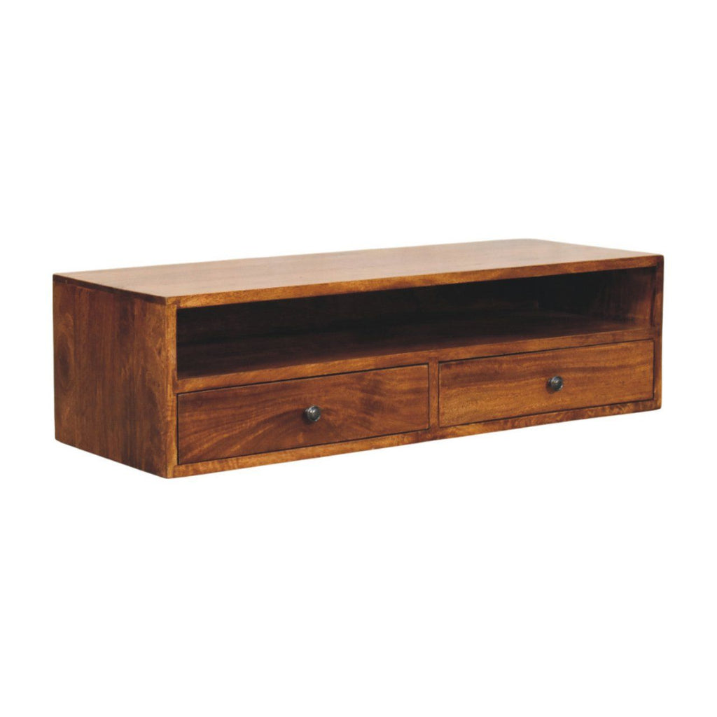 Lunar - 2 Drawer Wall Mounted Media Unit - Brown by Unique Piece Furniture