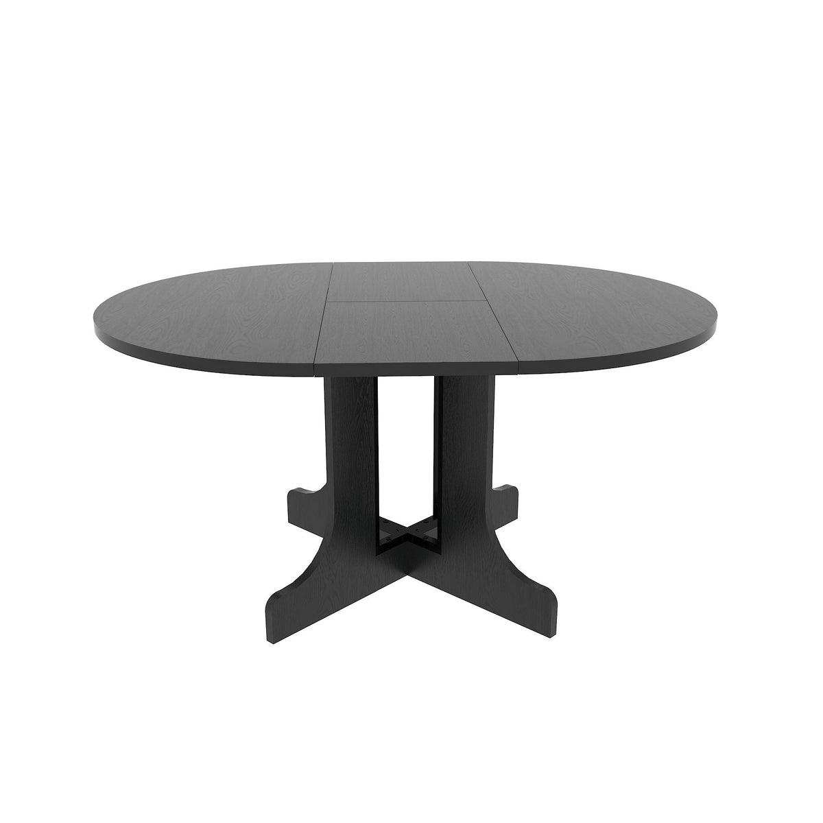 Dining Table For Farmhouse Kitchen Expandable Oval Table Top With Removable Leaf Trestle X Shaped Base - Black by Unique Piece Furniture