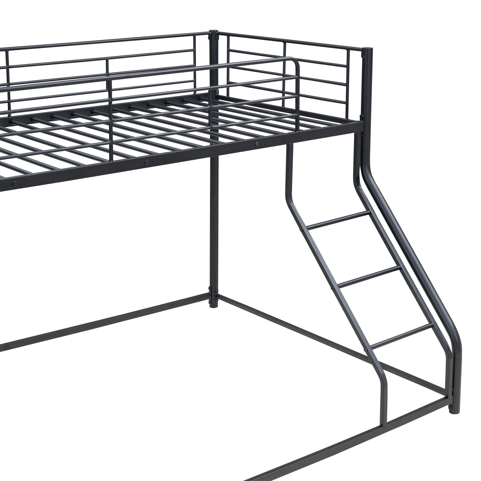 Metal Floor Bunk Bed With Sloped Ladder, Space Saving Design by Unique Piece Furniture