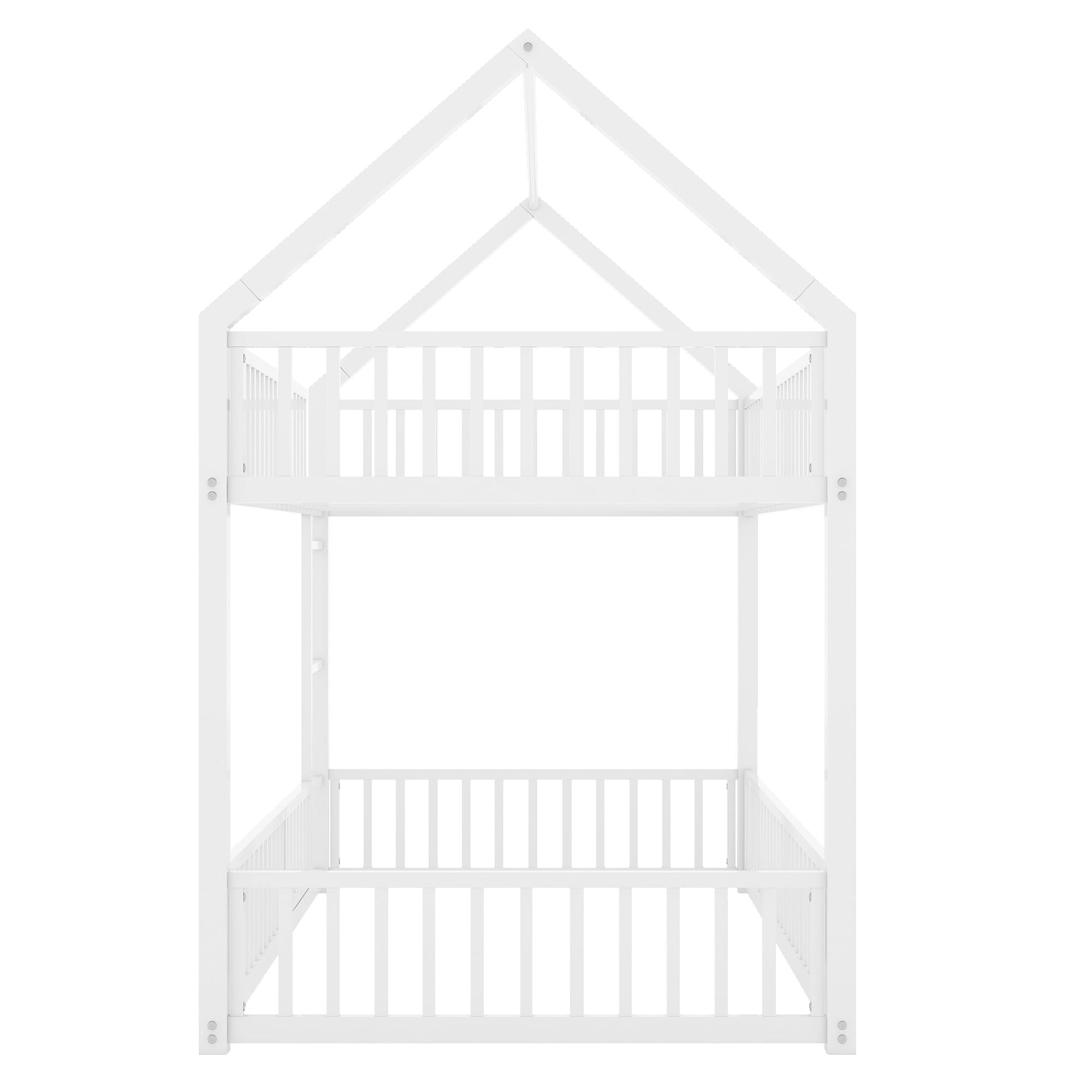 Metal House Bunk Bed With Fence And Door by Unique Piece Furniture