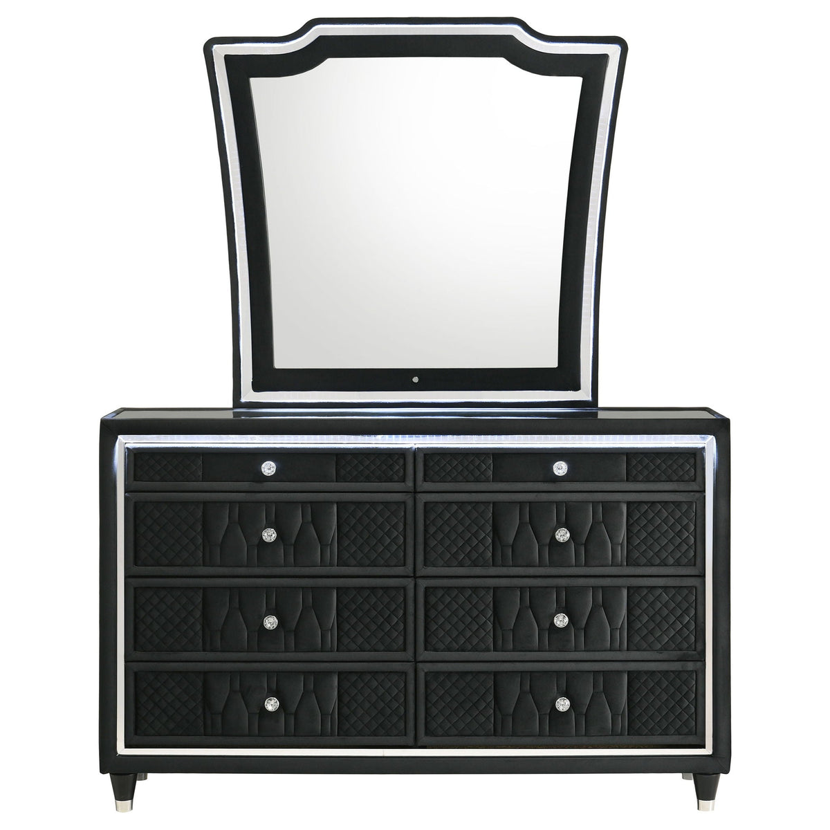 Lorient 8-drawer LED Dresser with Mirror Black by Unique Piece Furniture