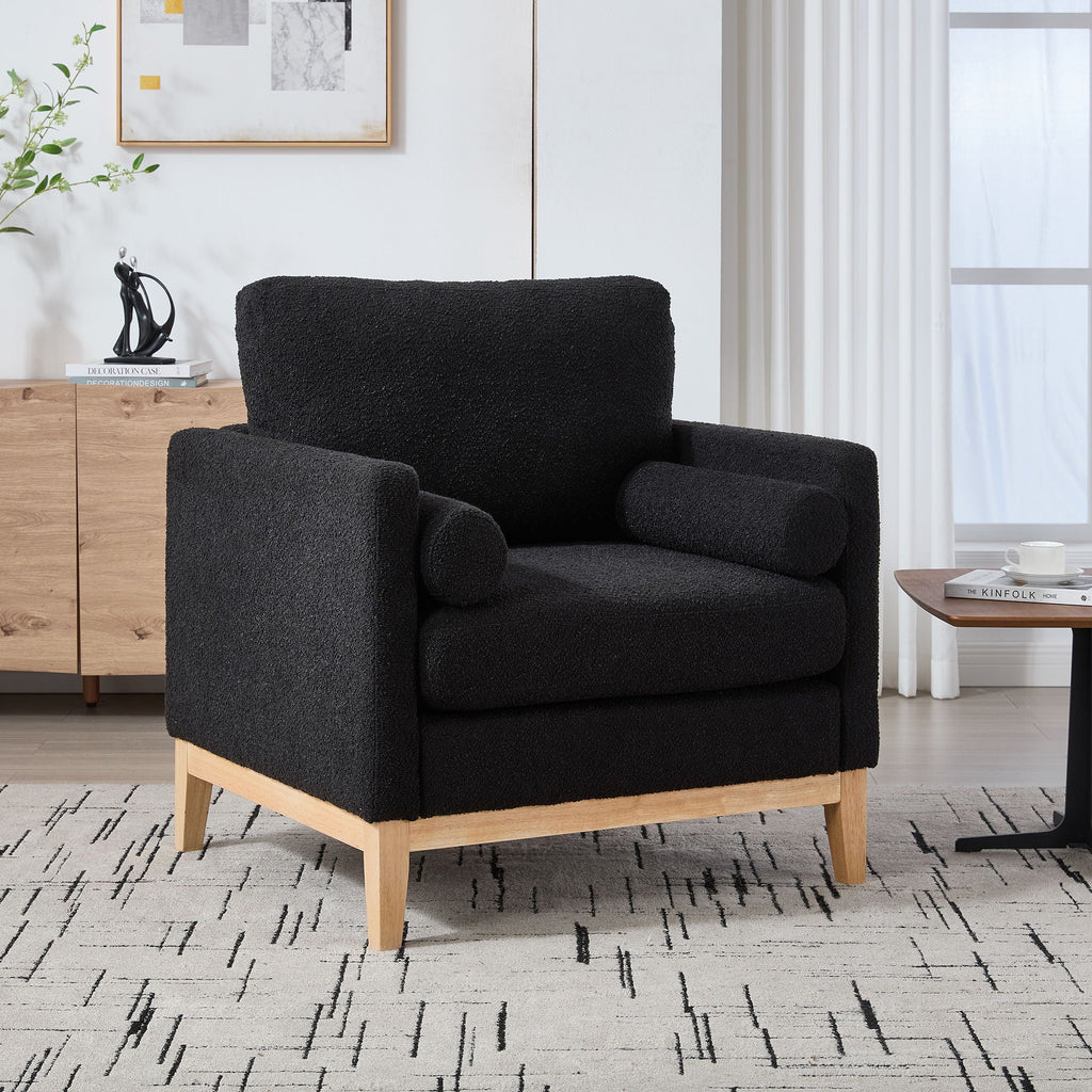 Wide Modern Performance Accent Chair With Natural Legs by Unique Piece Furniture