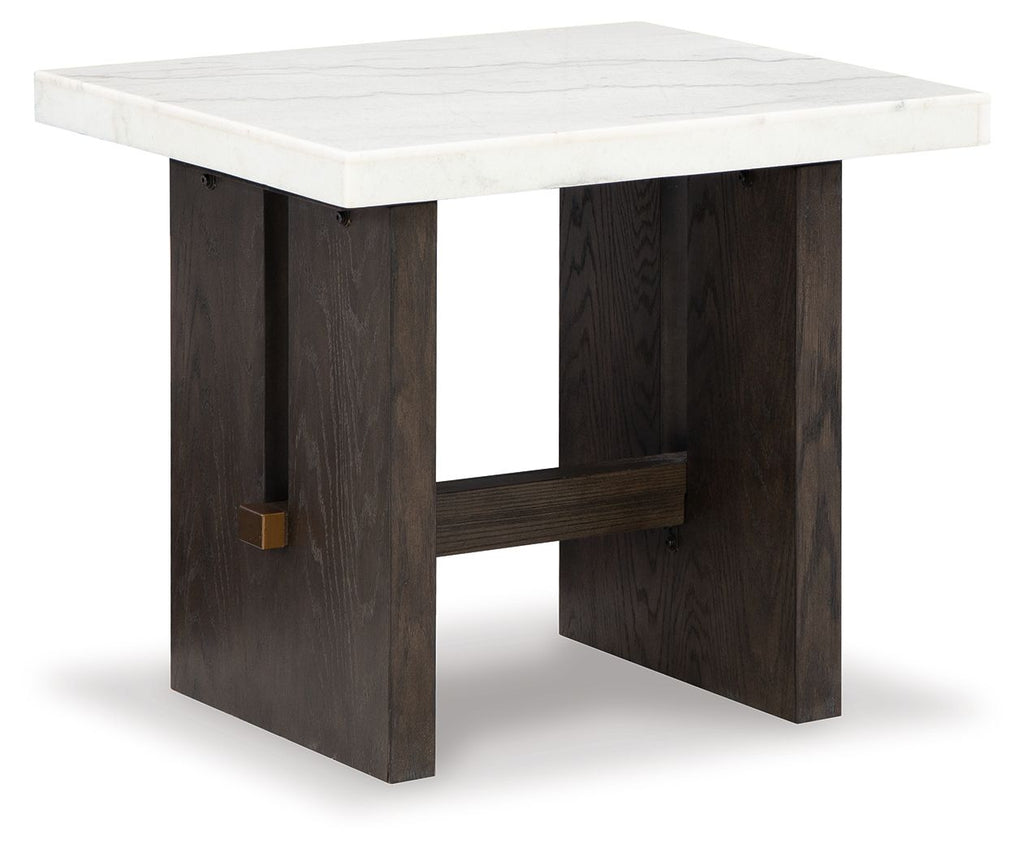 Burkhaus - Rectangular End Table - White / Dark Brown by Unique Piece Furniture