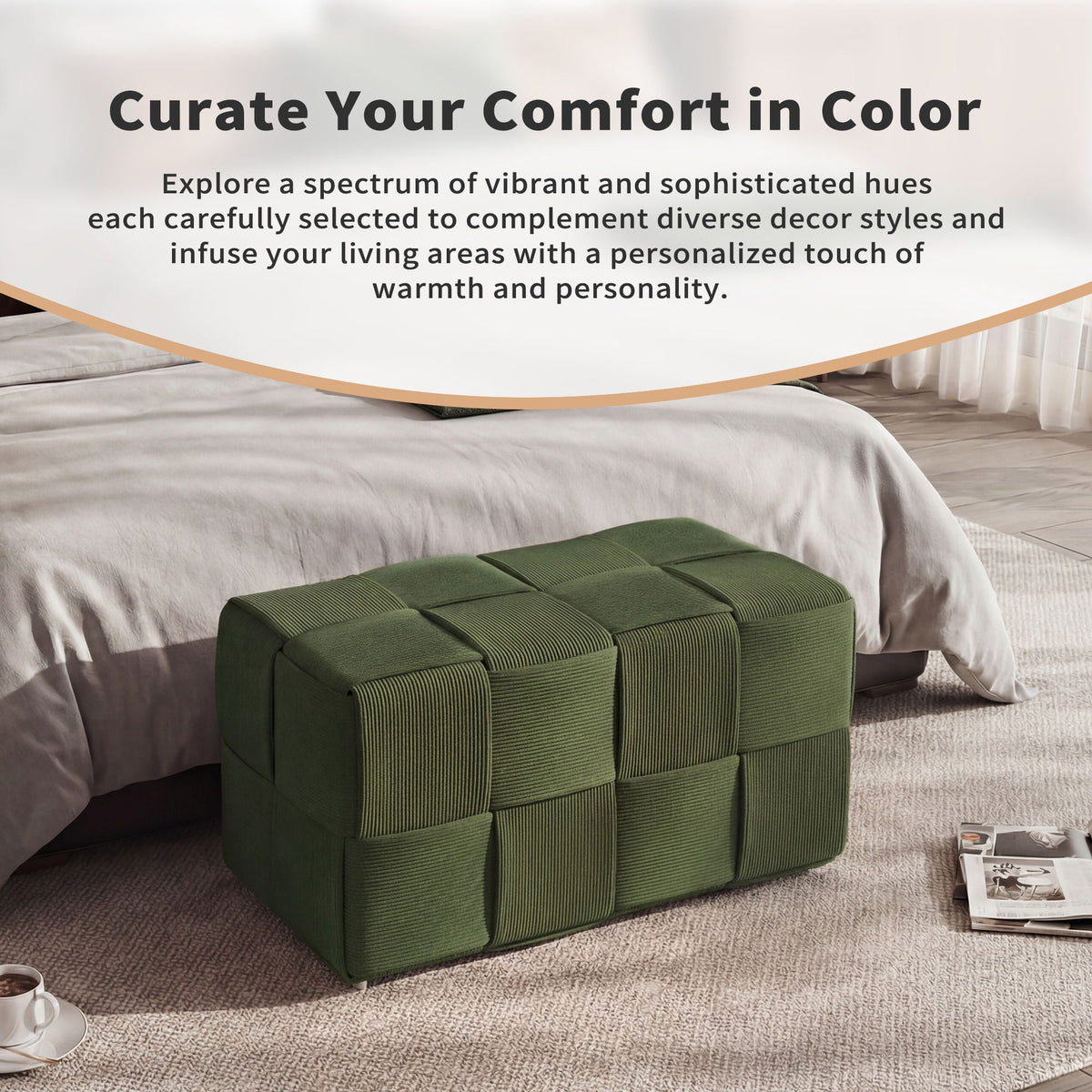 Modern Ottoman Foot Rest With Woven Design by Unique Piece Furniture