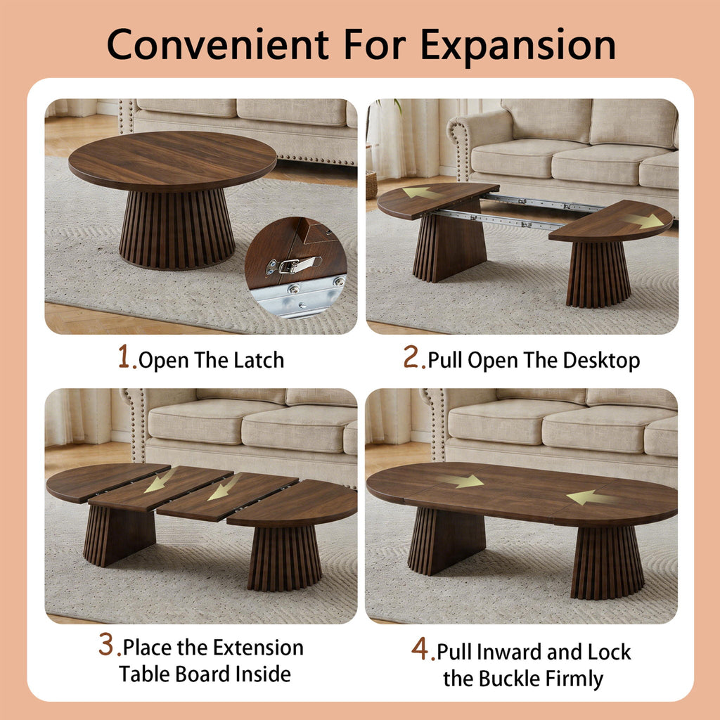 Oval Coffee Table For Living Room - Walnut by Unique Piece Furniture