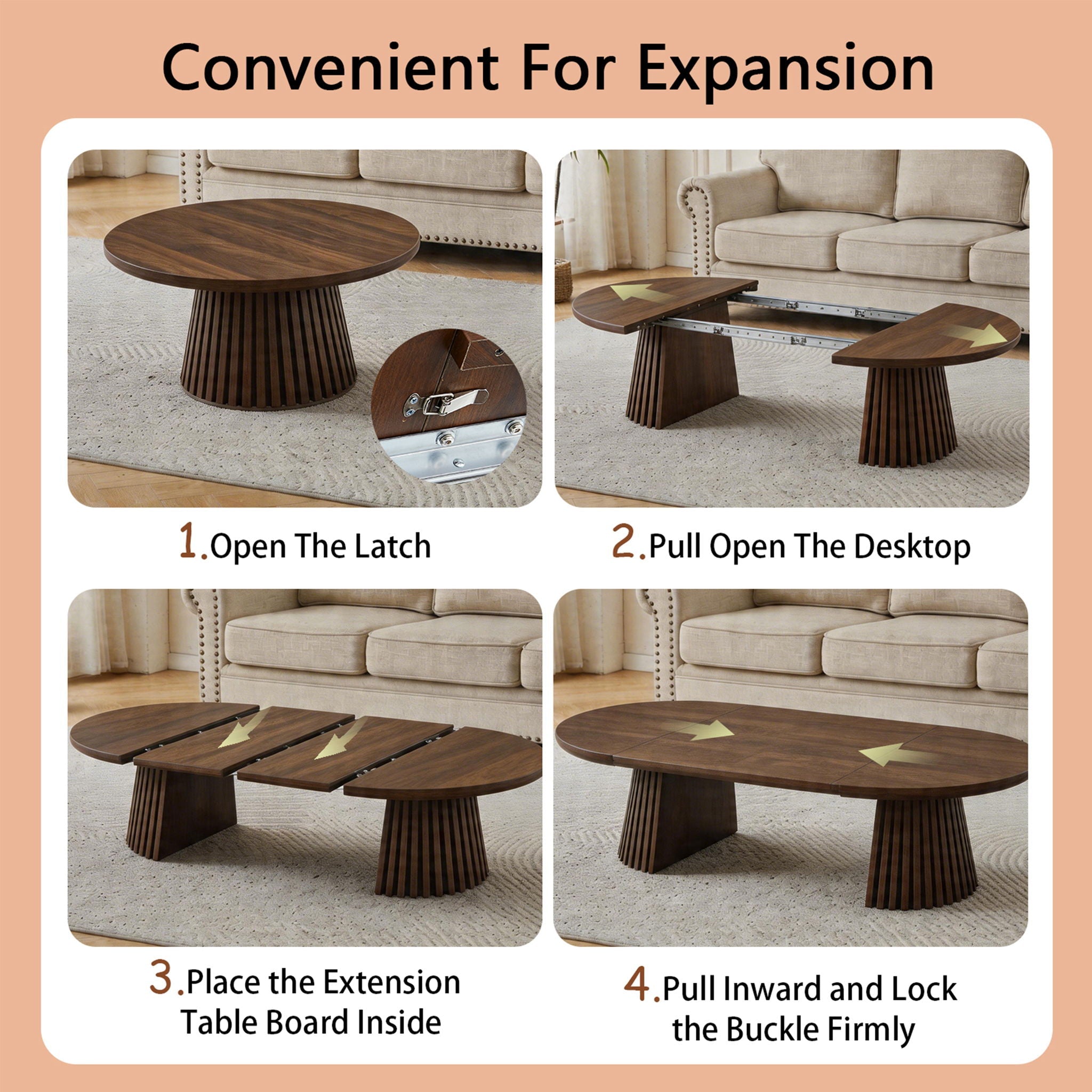 Oval Coffee Table For Living Room - Walnut by Unique Piece Furniture