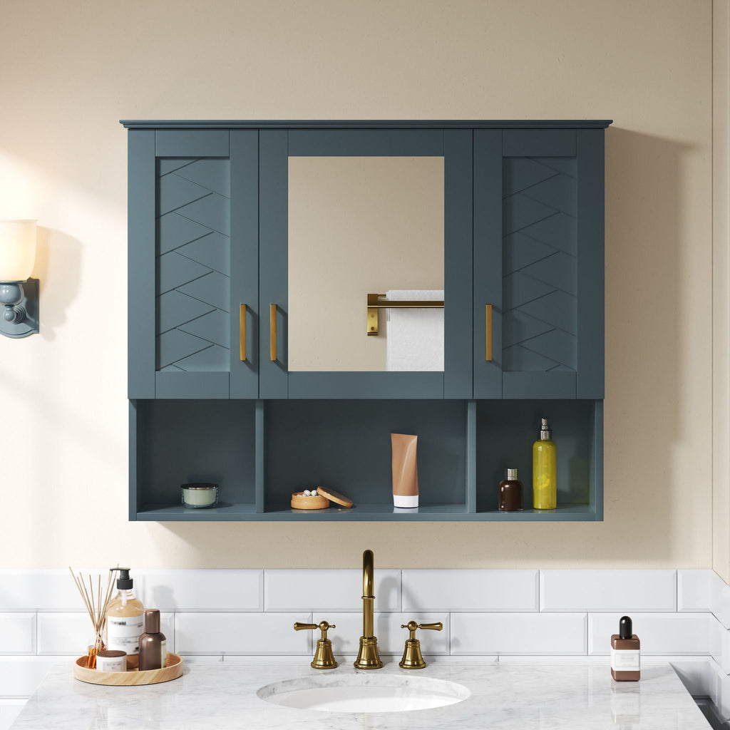 Modern Wall Mounted Medicine Cabinet With Adjustable Shelves, Soft Close Doors, High Define Mirror by Unique Piece Furniture