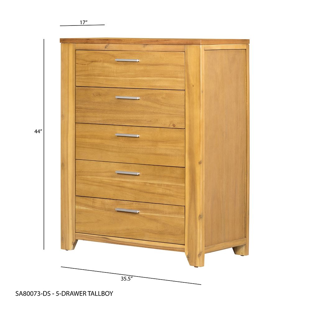 5 Drawer Dresser - Natural Wood / Brown by Unique Piece Furniture