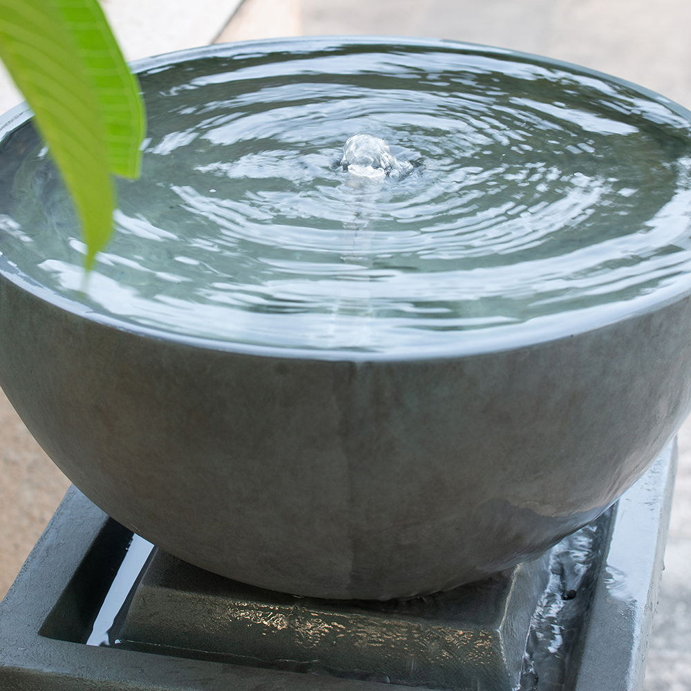 Zen Bowl Water Fountain, Outdoor Bird Feeder / Bath Fountains, Relaxing Water Feature For Garden by Unique Piece Furniture