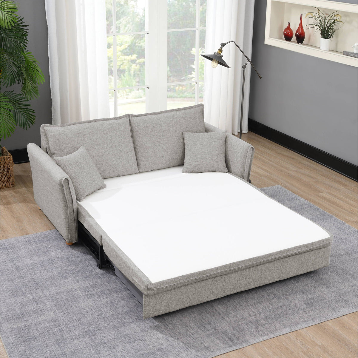 Oren - Chenille Sleeper Sectional Sofa With Storage 2 Toss Pillows - Gray by Unique Piece Furniture