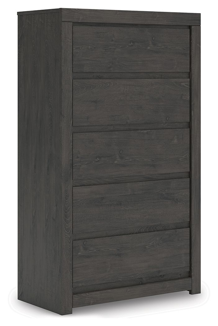 Fraluna - Five Drawer Chest - Charcoal by Unique Piece Furniture