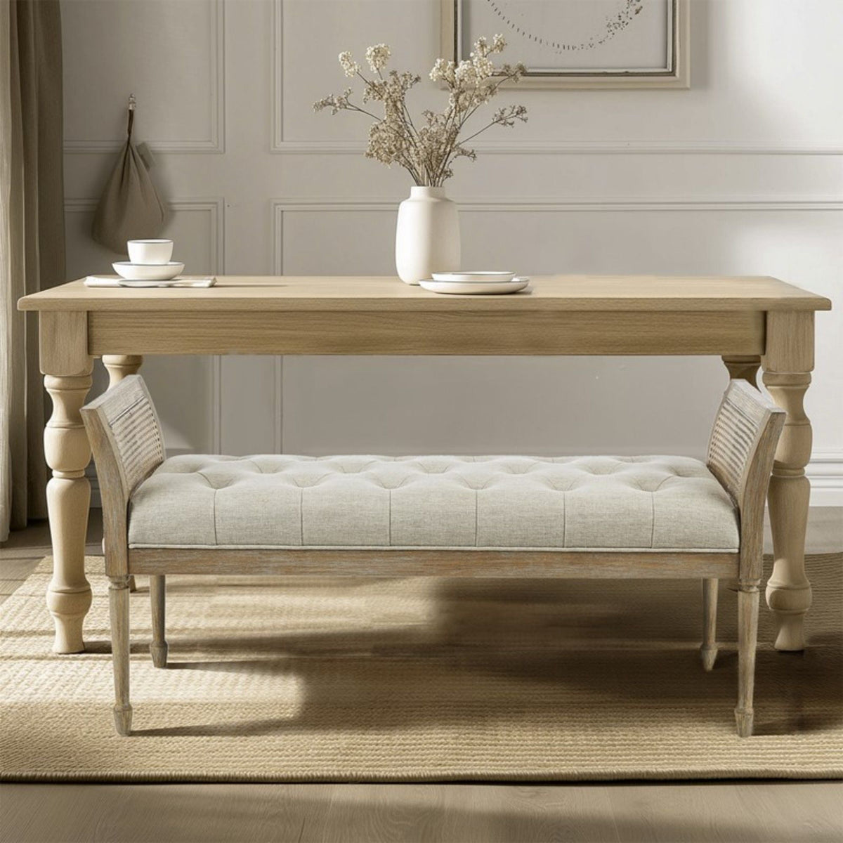 Accent Bench With Arm - Natural by Unique Piece Furniture