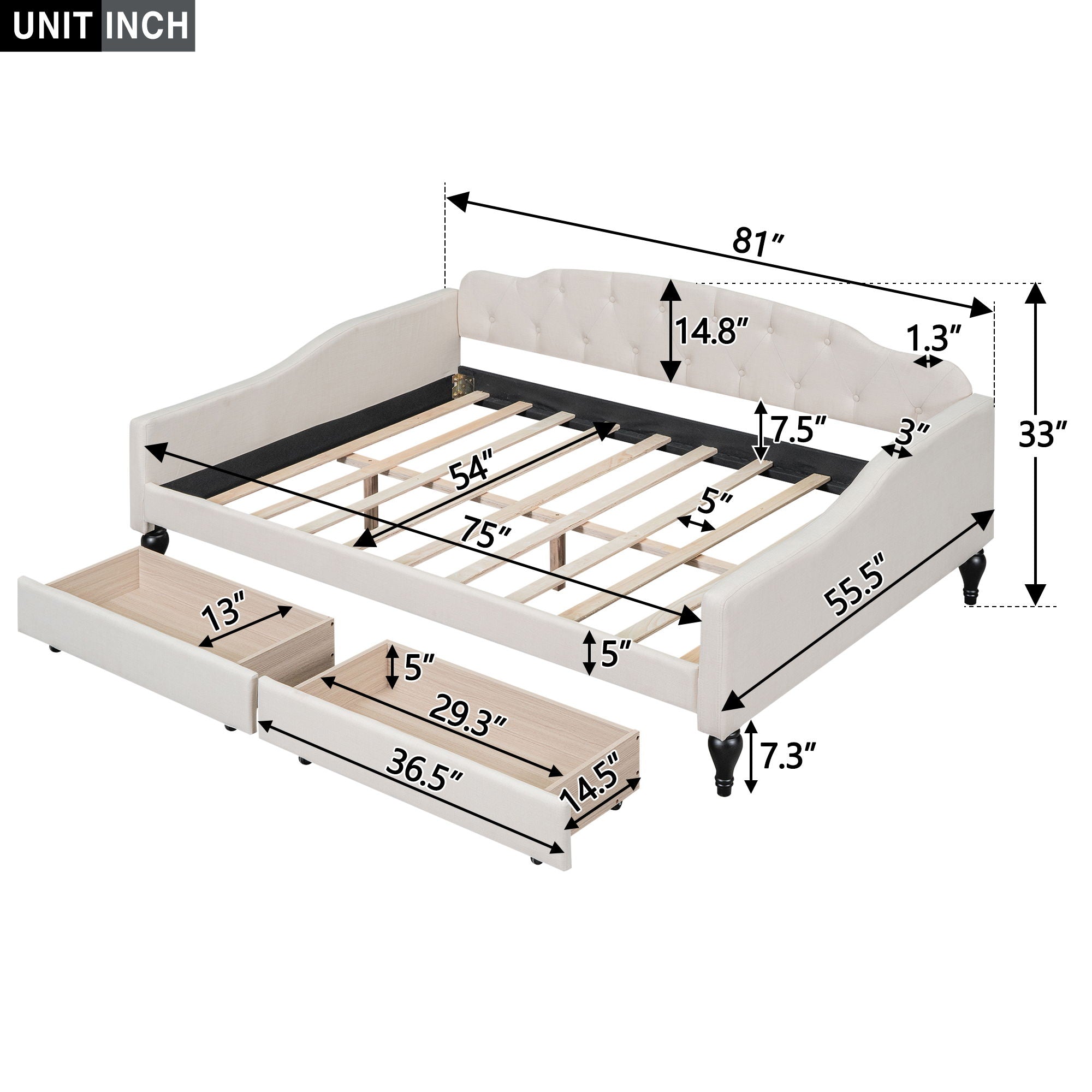 Upholstered Tufted Daybed by Unique Piece Furniture