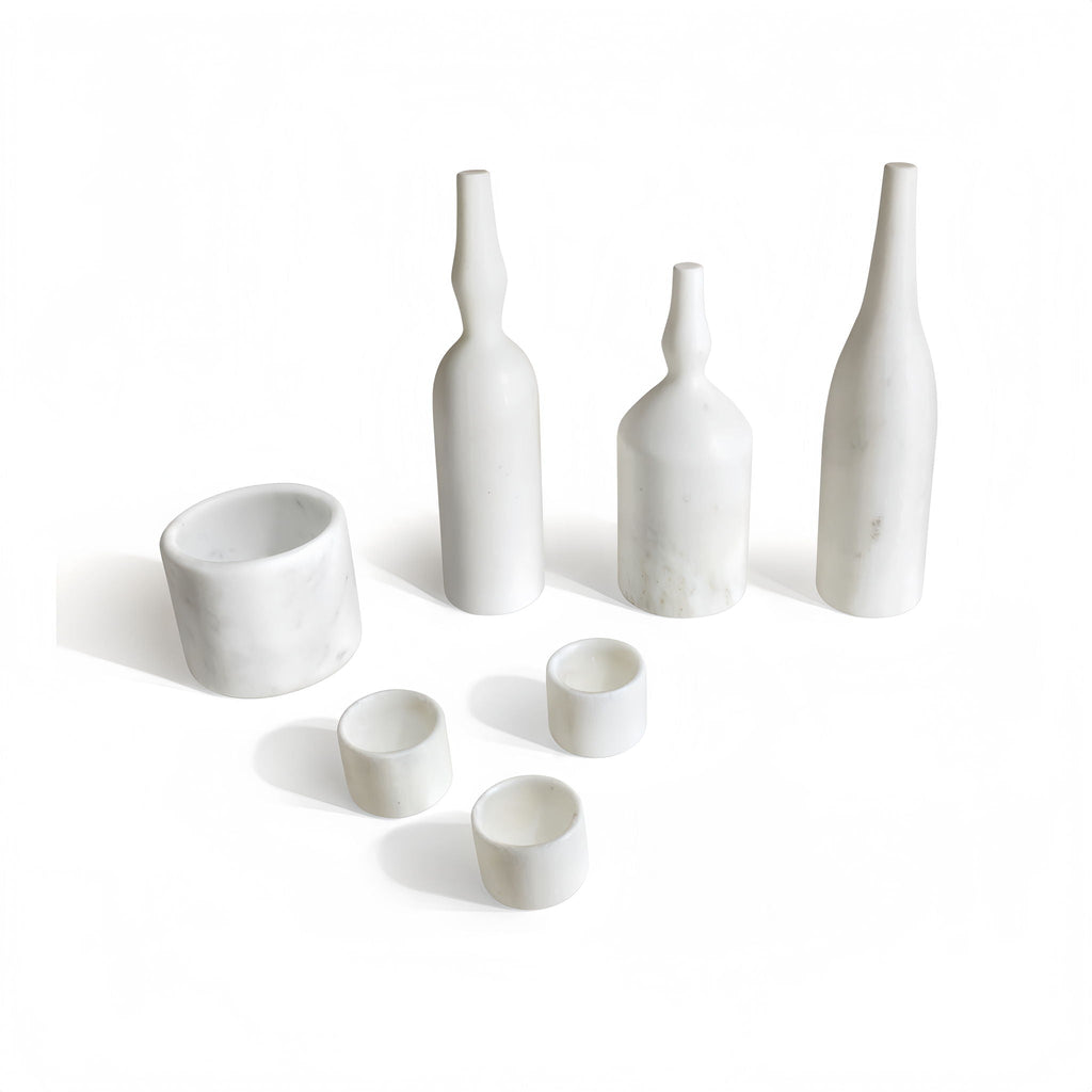 7 Pieces Luxury Natural Marble Living Room Accessories Set by Unique Piece Furniture
