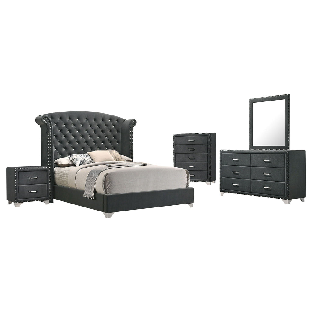 Melody 5-piece Eastern King Bedroom Set Grey by Unique Piece Furniture