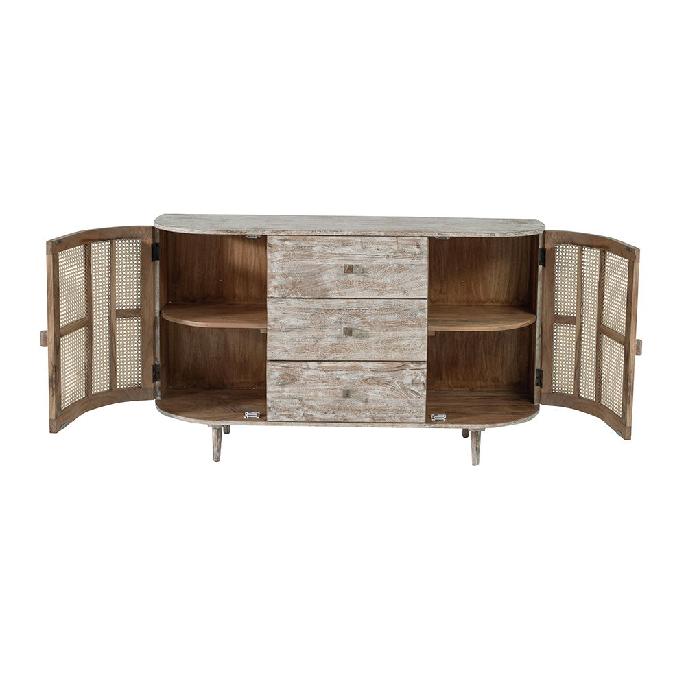 TV Console With Cane Doors - Multicolor by Unique Piece Furniture