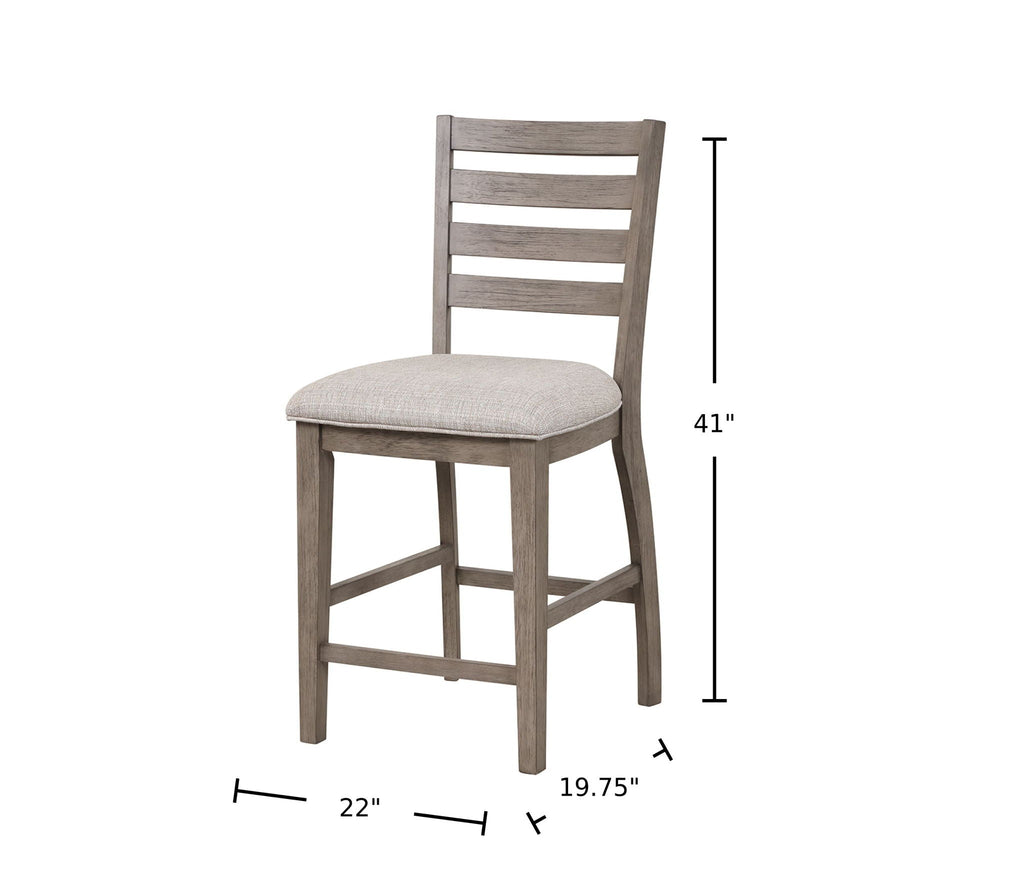 Counter Side Dining Stool With Ladder Back (Set of 2) - Gray by Unique Piece Furniture