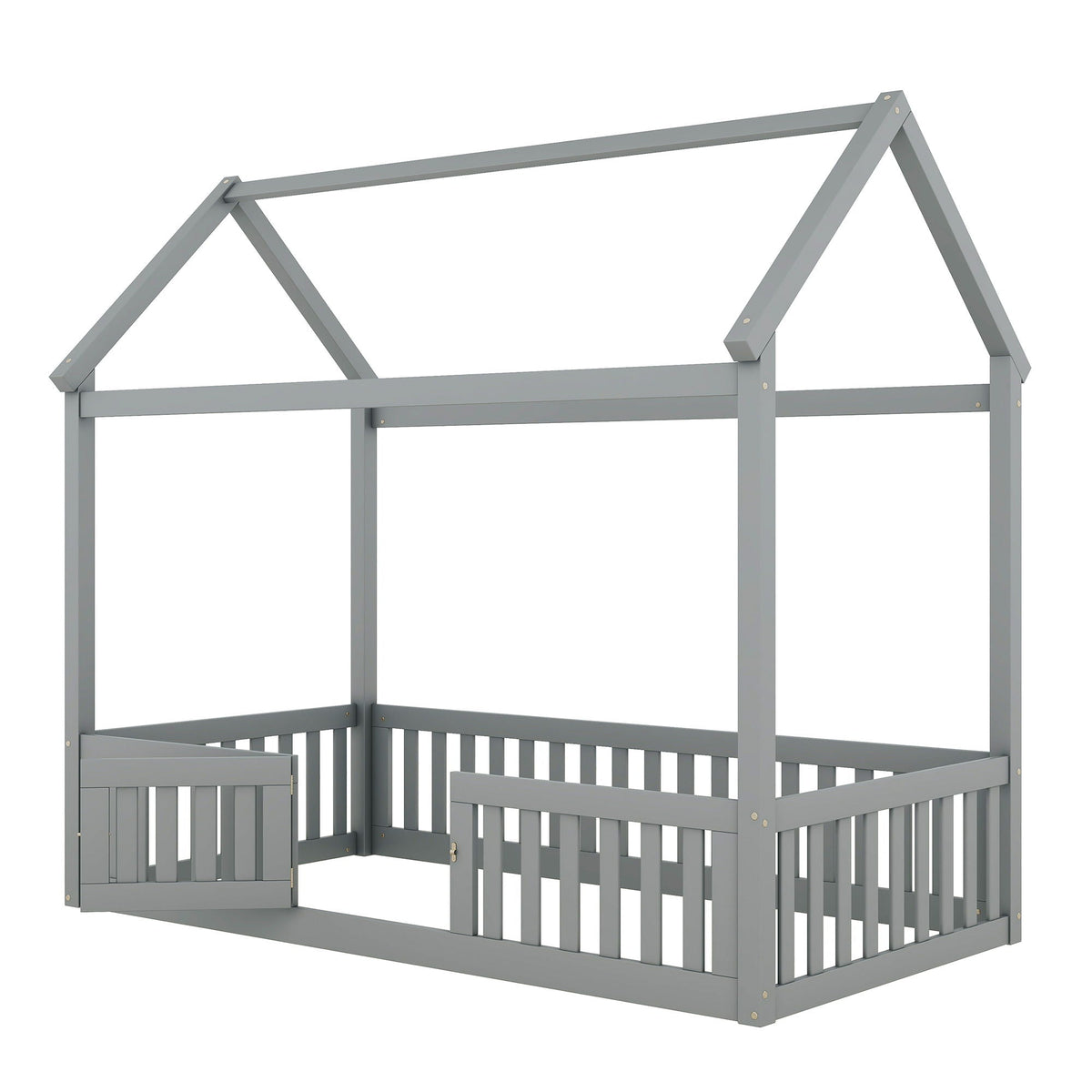 Wood House Bed With Fence And Door by Unique Piece Furniture