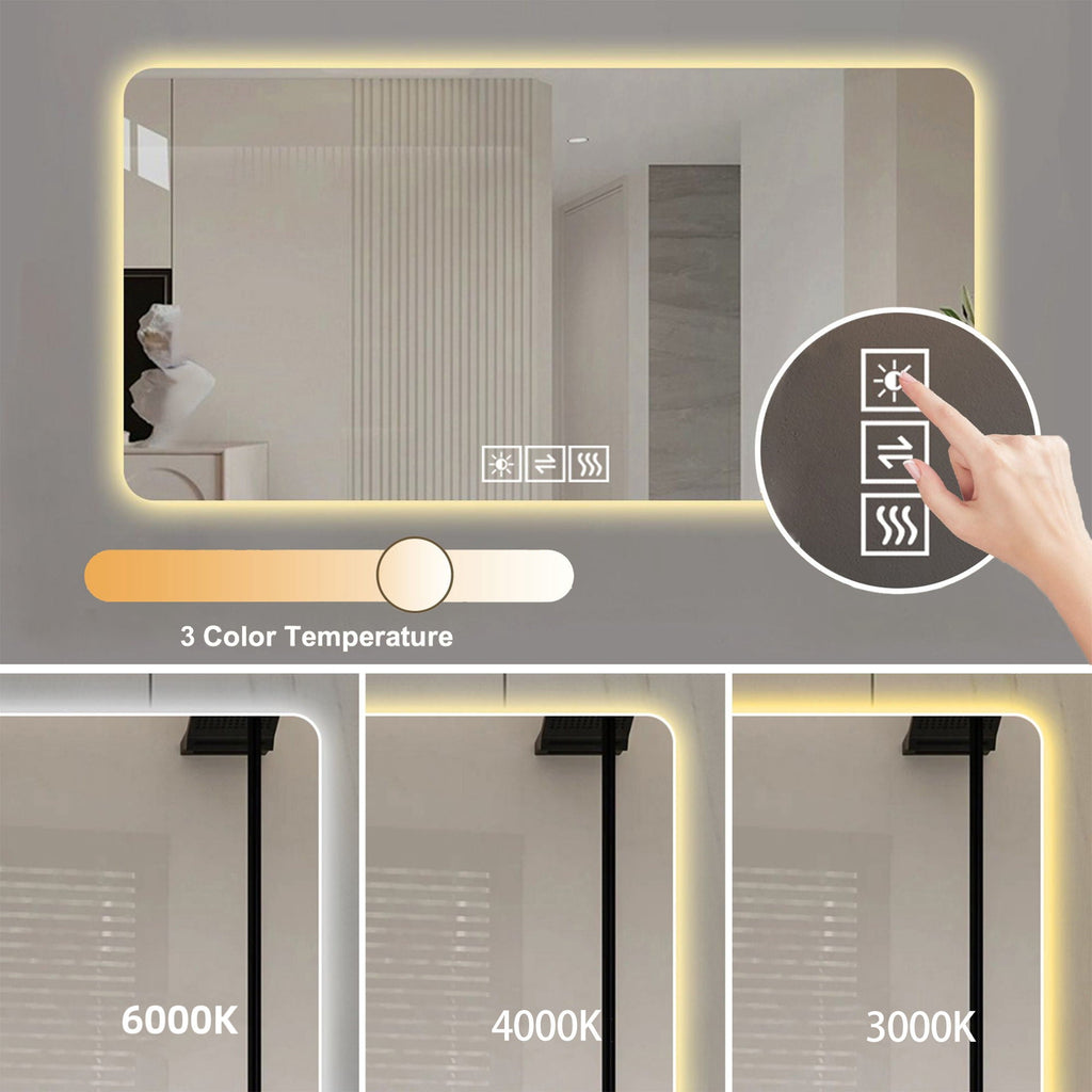 LED Bathroom Mirror With 3 Color Dimmable Backlight by Unique Piece Furniture