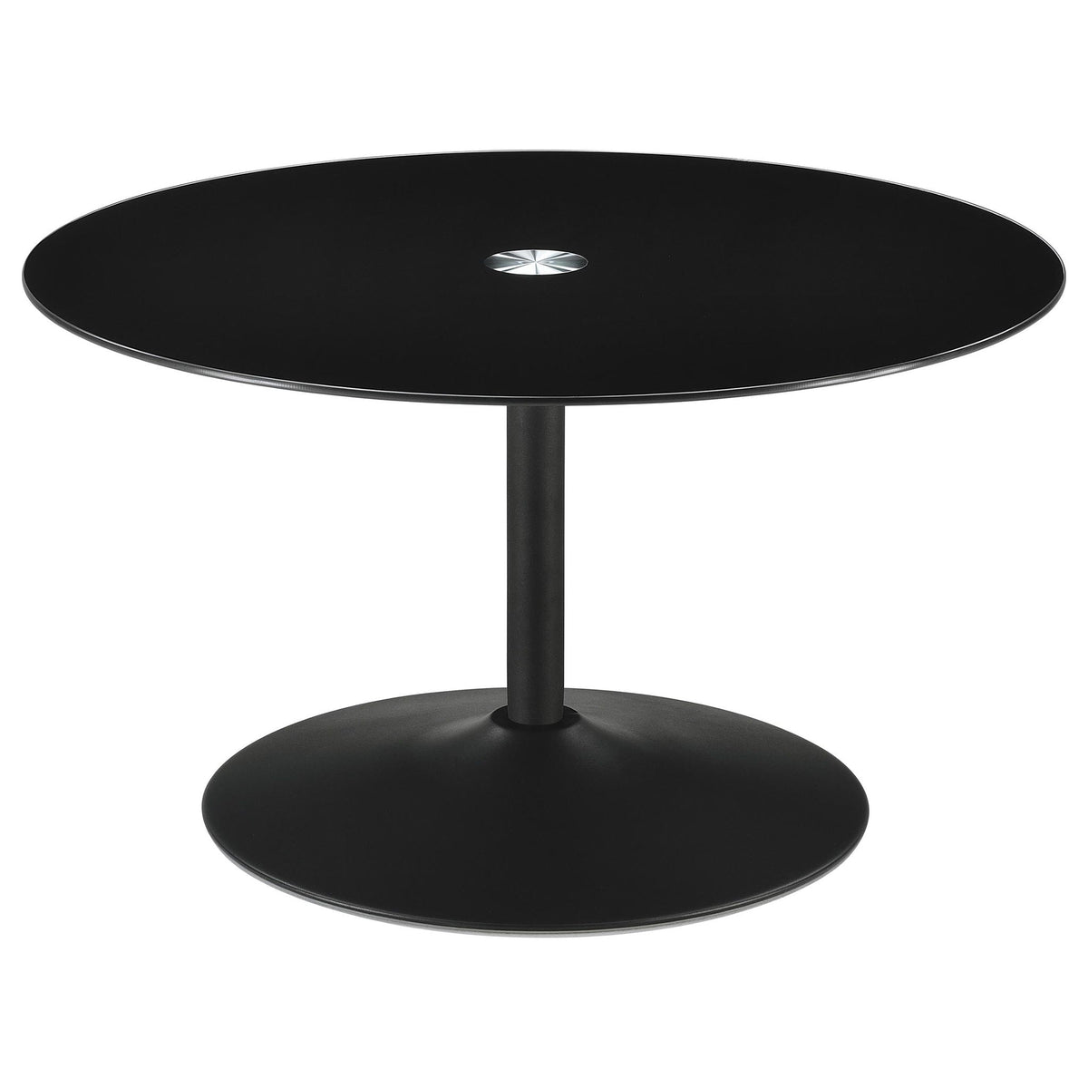 Ganso 2-piece Round Glass Top Coffee and End Table Set Black by Unique Piece Furniture