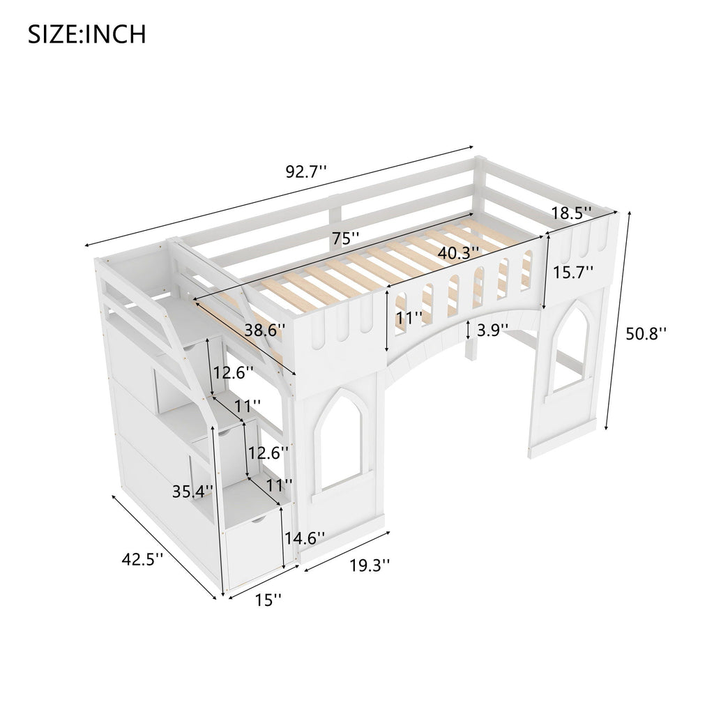Loft Bed With Storage Staircase And Windows by Unique Piece Furniture
