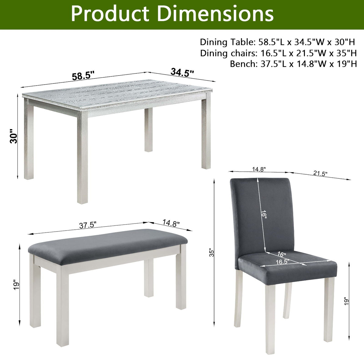 Dining Table Set, Table With A Rectangular Table And Upholstered Chairs by Unique Piece Furniture