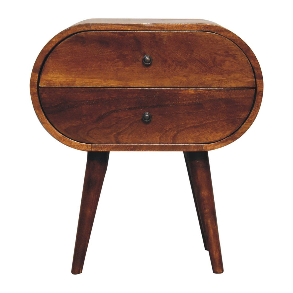 Large Chestnut Circular Bedside by Unique Piece Furniture