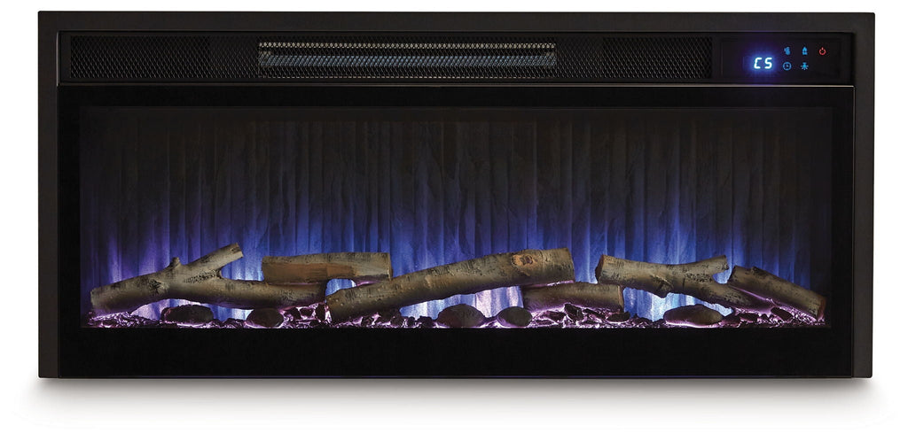 Entertainment Accessories - Fireplace Insert With Faux Birch Log Set - Black by Unique Piece Furniture