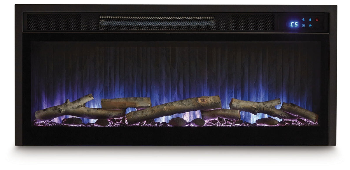 Entertainment Accessories - Fireplace Insert With Faux Birch Log Set - Black by Unique Piece Furniture