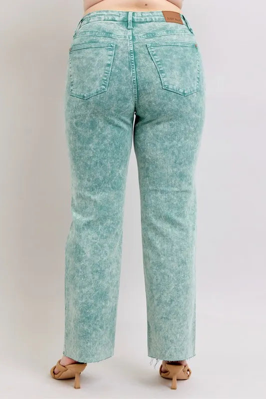 Judy Blue Full Size High Waist Garment Dyed Raw Hem Dad Jean Plus Size by Wild and Free Boutique