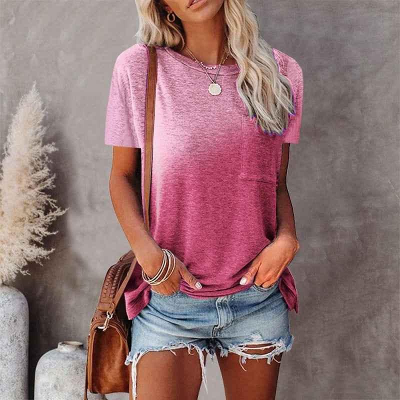 Women's Round Neck Tie-dye Pocket Print Top by Wild and Free Boutique