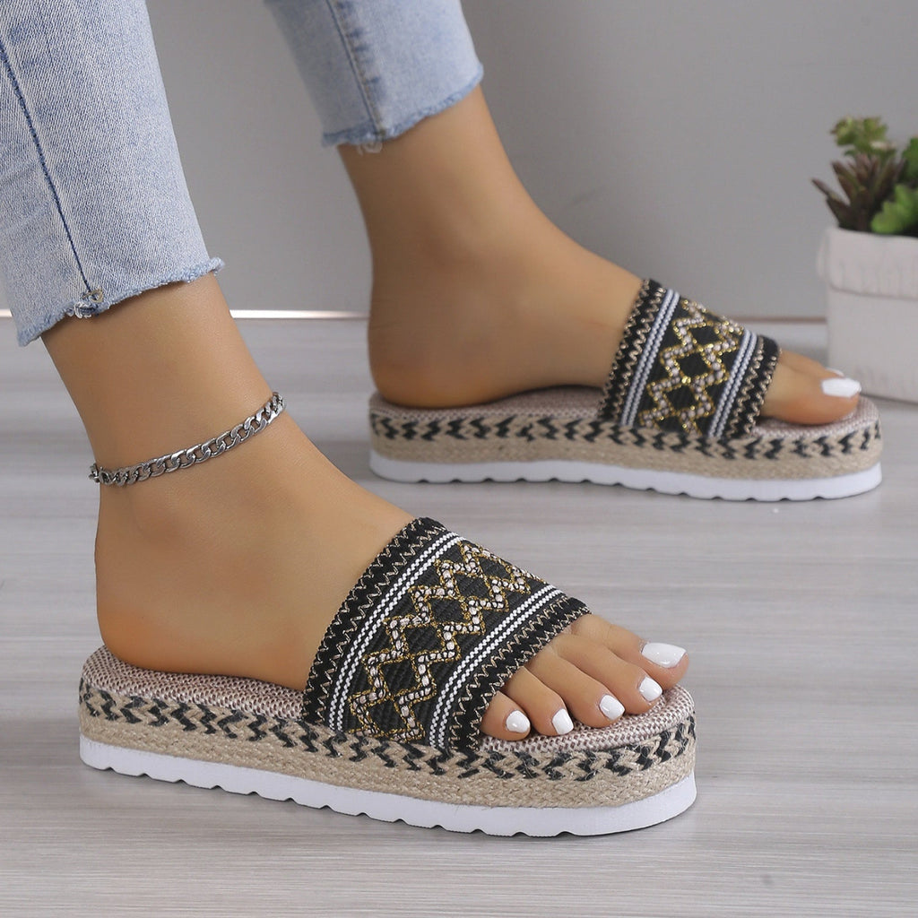 Geometric Weave Platform Sandals by Wild and Free Boutique