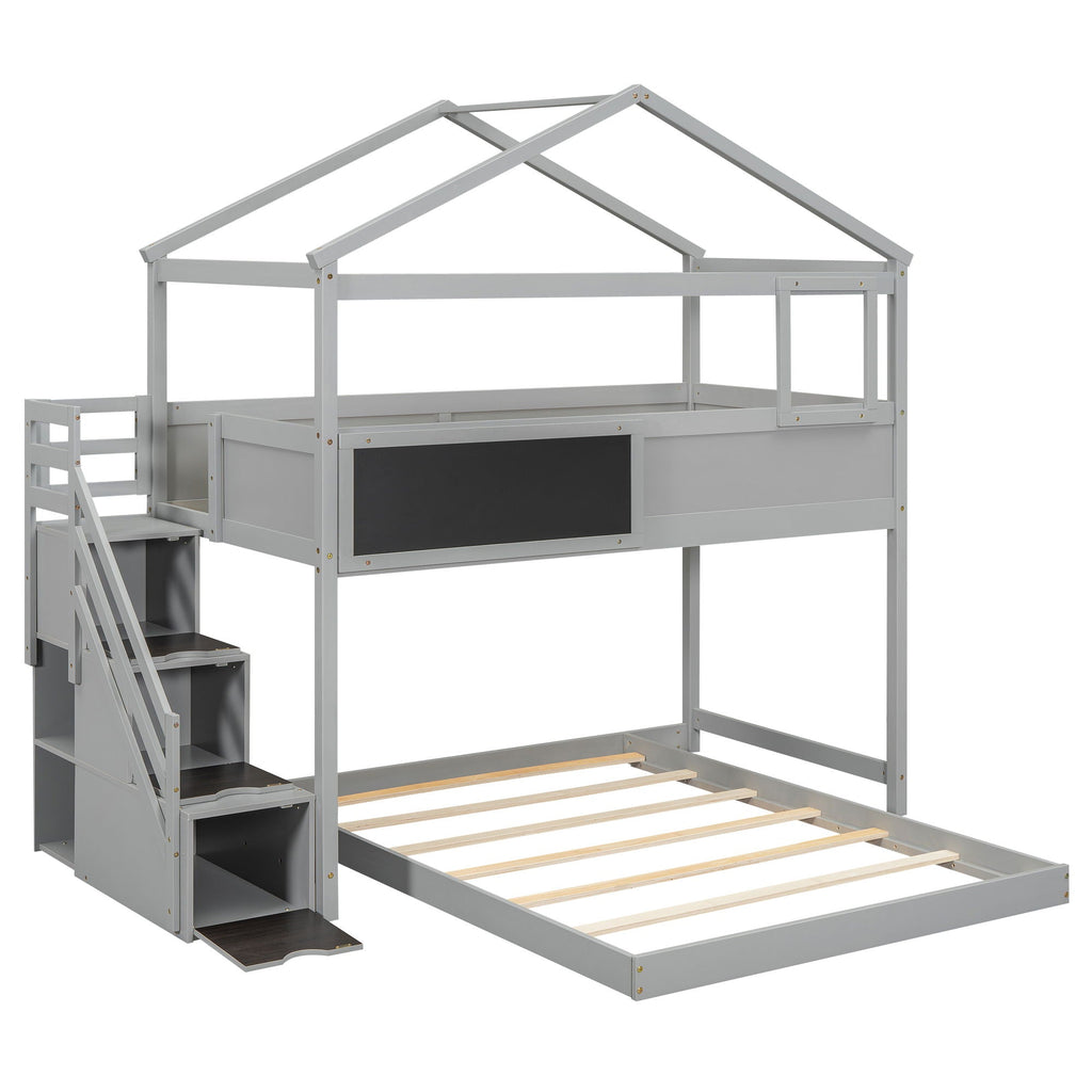 House Style Bunk Bed With Storage Staircase And board by Unique Piece Furniture