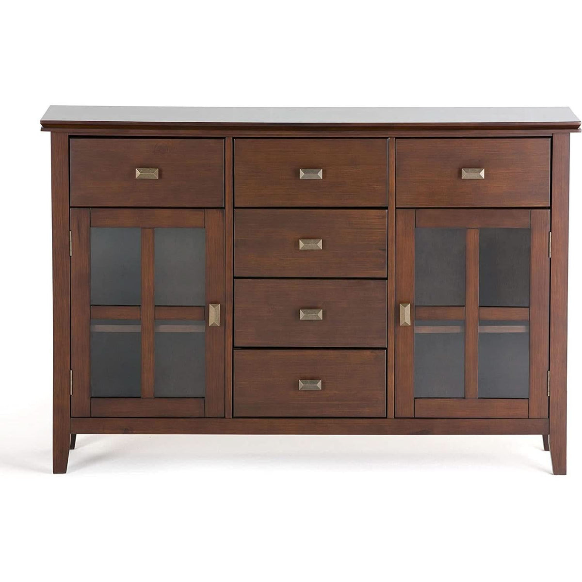 Pine Wood Sideboard Buffet Russet Brown Adjustable Shelves by ShipItFurniture