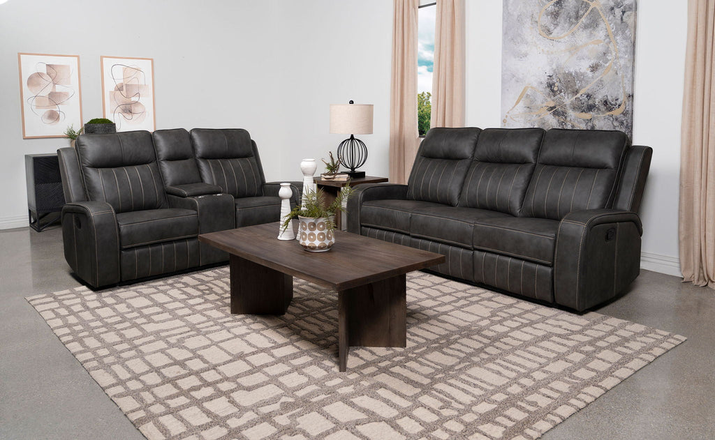 Raelynn 2-piece Upholstered Reclining Sofa Set Grey by Unique Piece Furniture