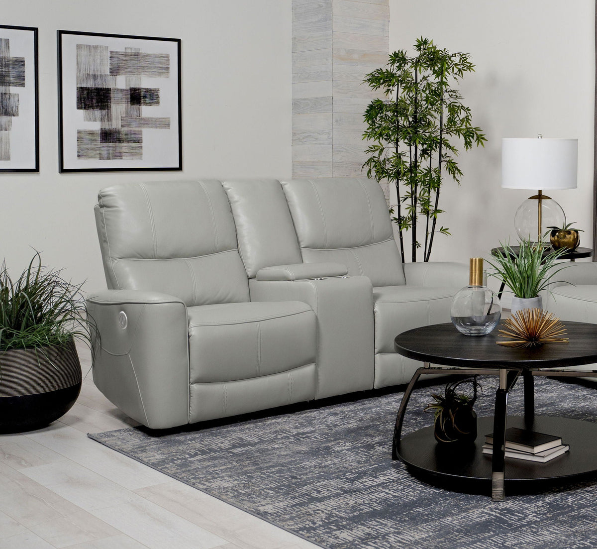 Greenfield Upholstered Power Reclining Loveseat Dove Grey by Unique Piece Furniture