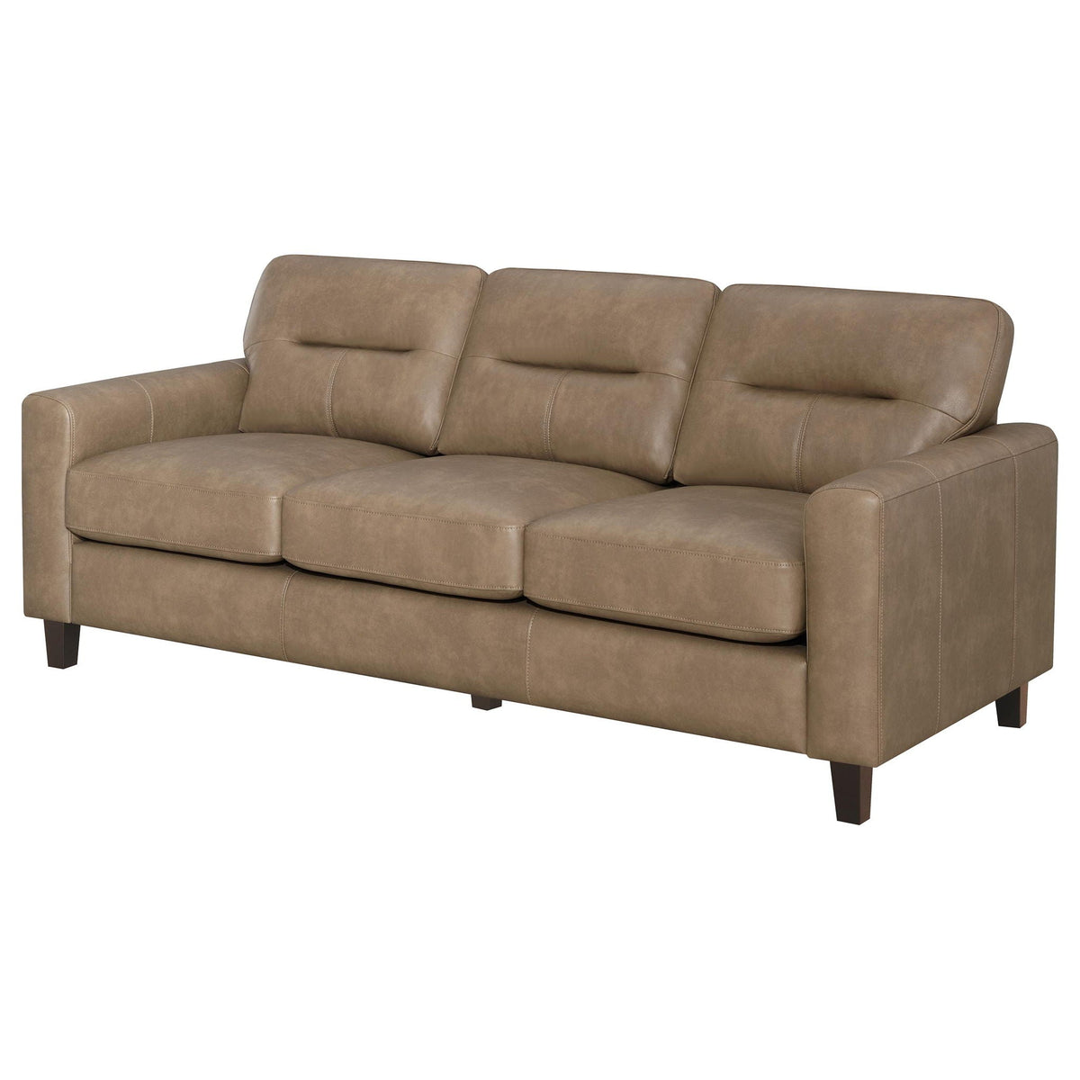 Scotland Faux Leather Upholstered Track Arm Sofa Brown by Unique Piece Furniture
