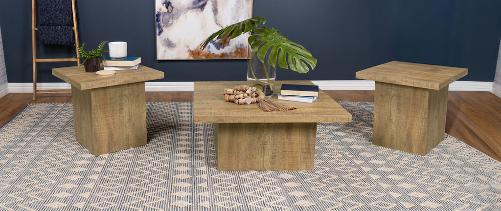Devar 3-piece Square Coffee and End Table Set Mango by Unique Piece Furniture