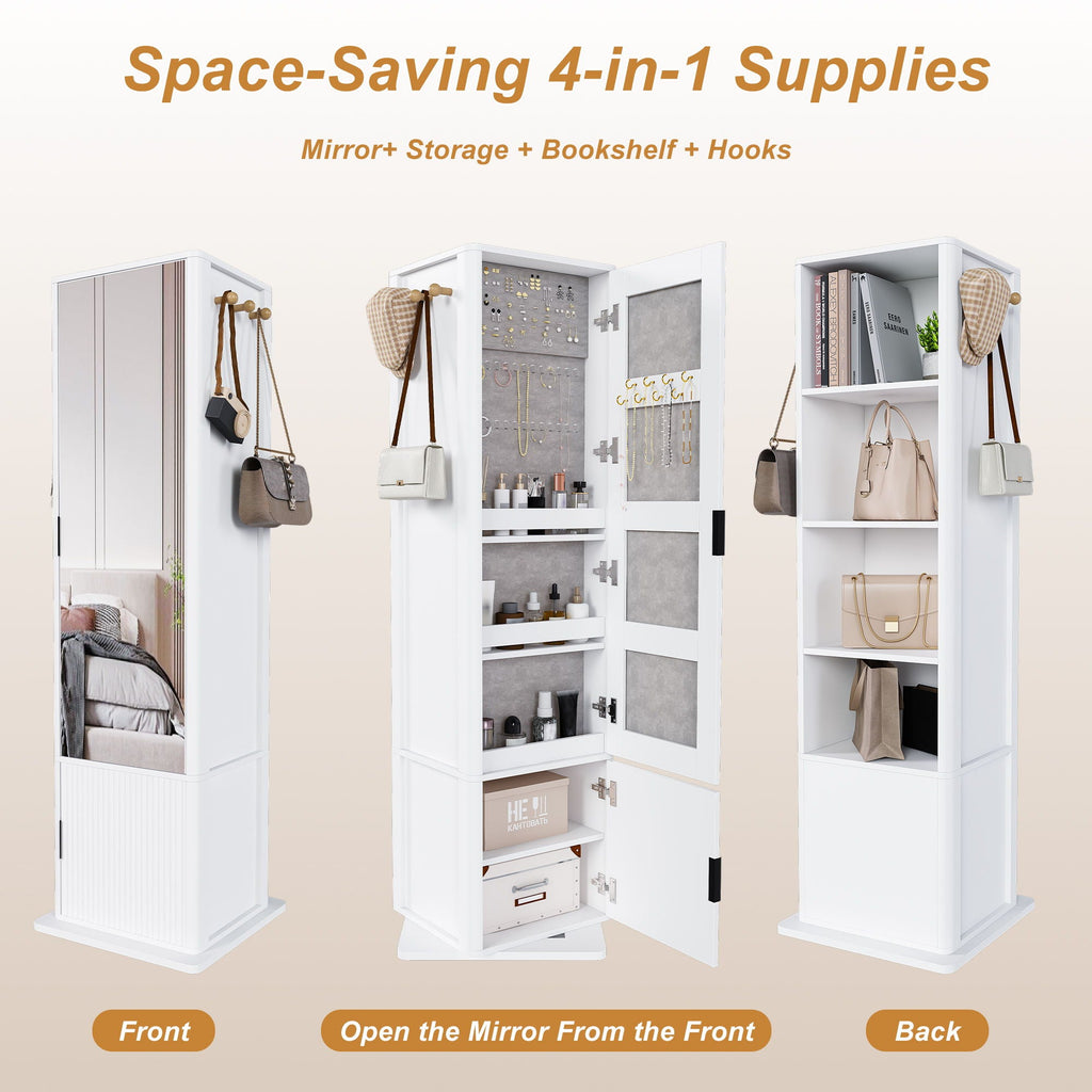 360° Rotating Makeup Cabinet With Full Length Mirror by Unique Piece Furniture