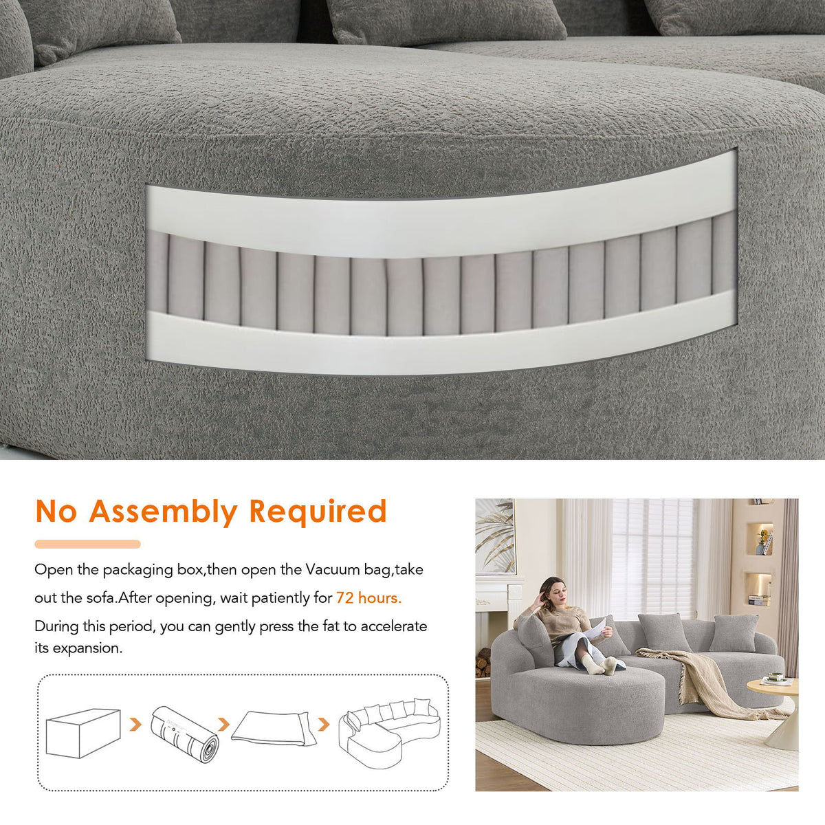 Combined Sofa With 4 Pillows by Unique Piece Furniture