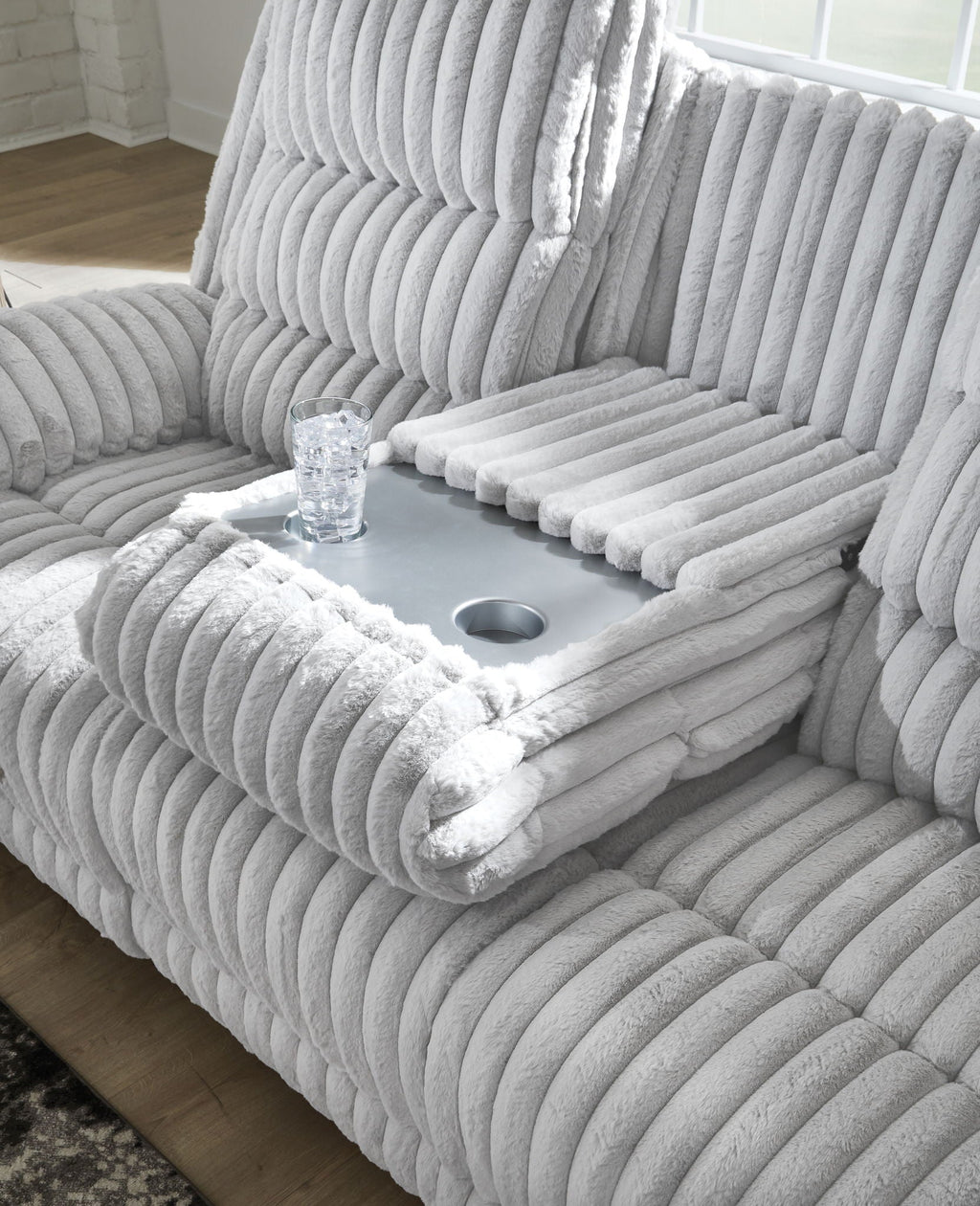 Rhines Falls - Reclining Power Sofa With Drop Down Table - Alloy by Unique Piece Furniture