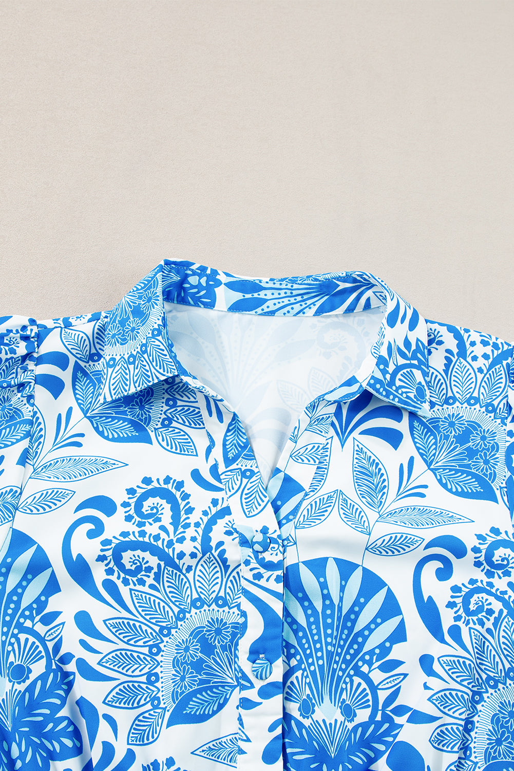 Sky Blue Retro Floral Print Drawstring Waist Ruffled Mini Dress by Dear-Lover Dropshipping