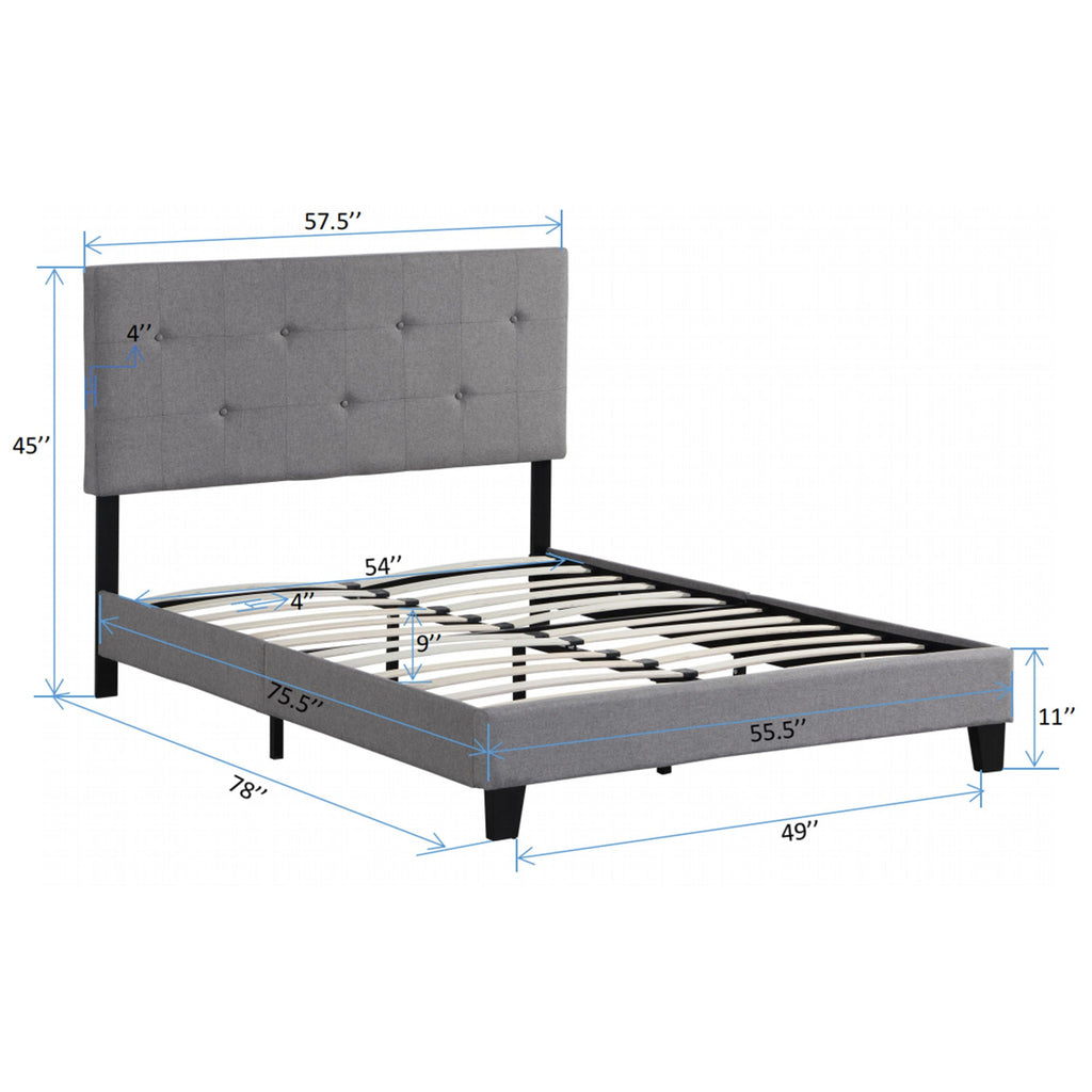 Modern Upholstered Platform Bed Frame With Button Tufted Headboard And Wood Slat Support by Unique Piece Furniture