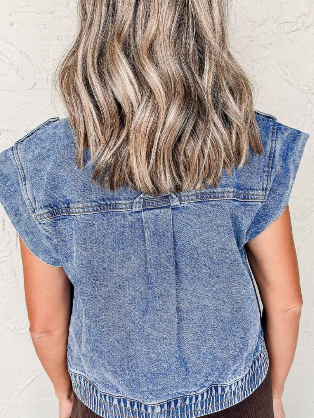 Button Up Cap Sleeve Denim Jacket by Wild and Free Boutique