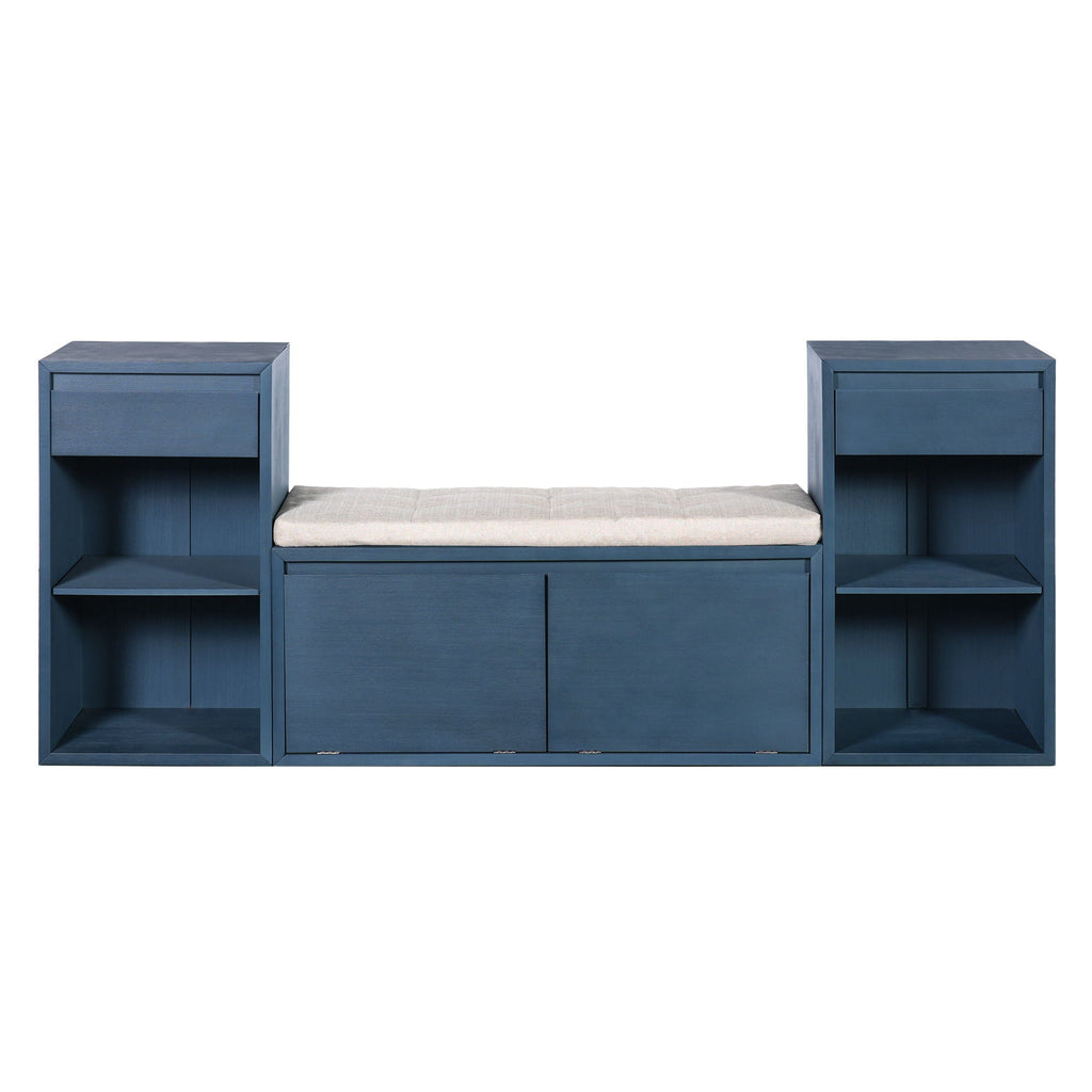 Entryway Storage Bench With Cushion, Drawers & Open Shelves by Unique Piece Furniture