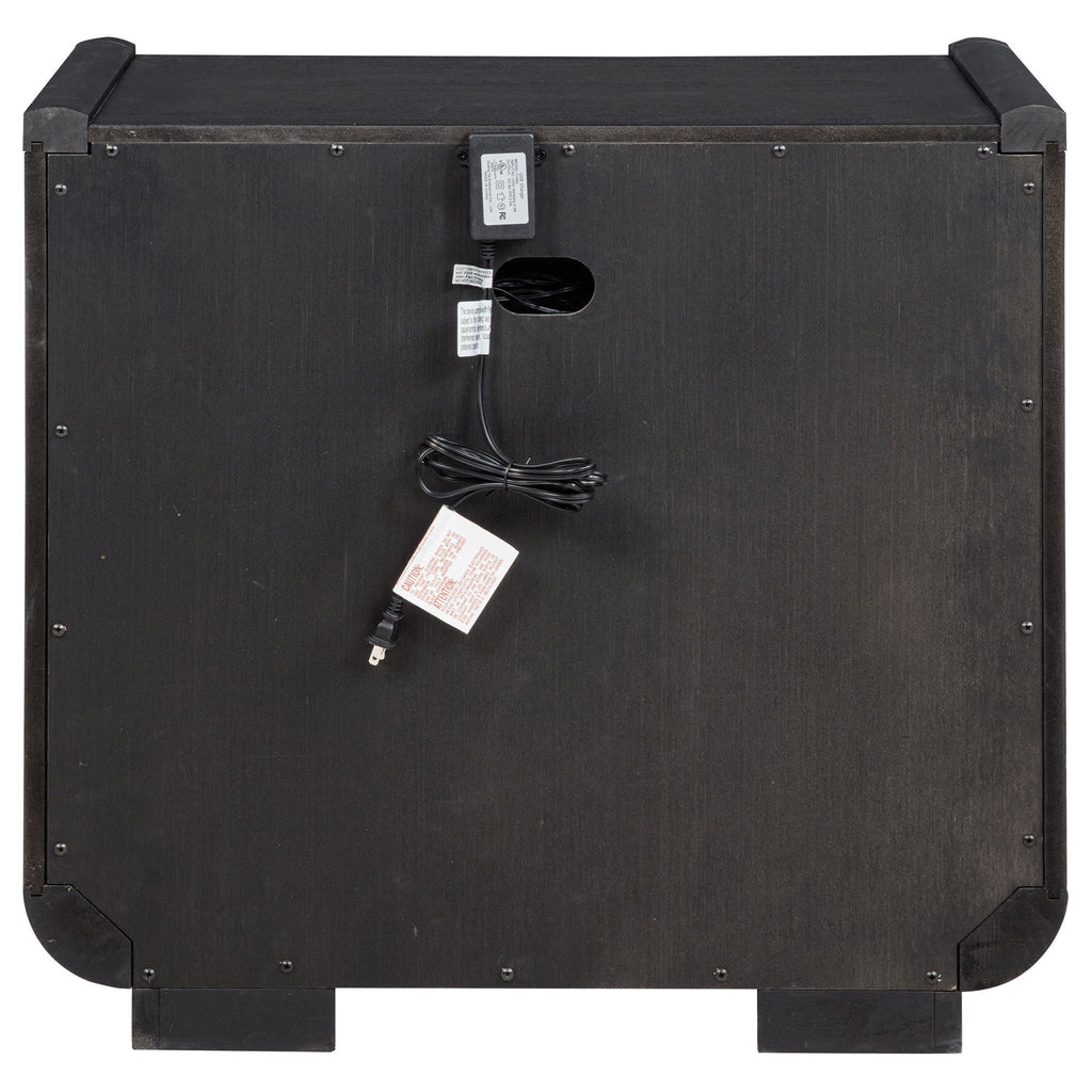 Leandro 2-drawer LED Nightstand with USB Burnished Black by Unique Piece Furniture