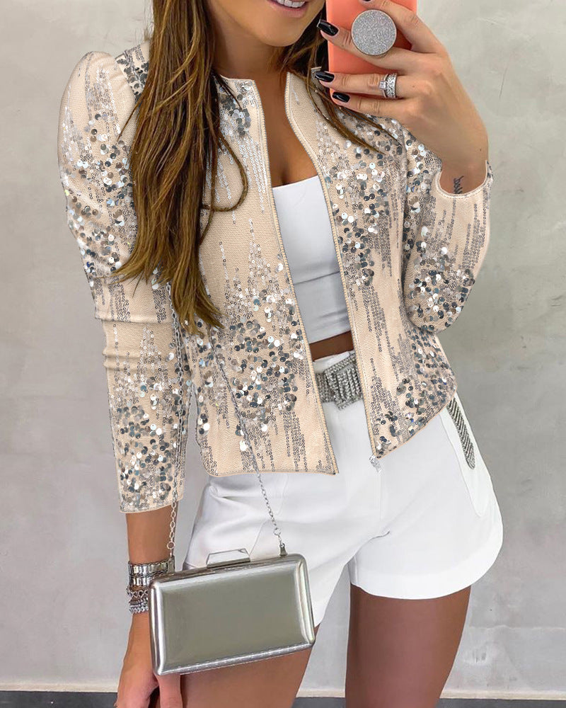 Women’s Sequined Zip-Up Jacket by FitiqueFit