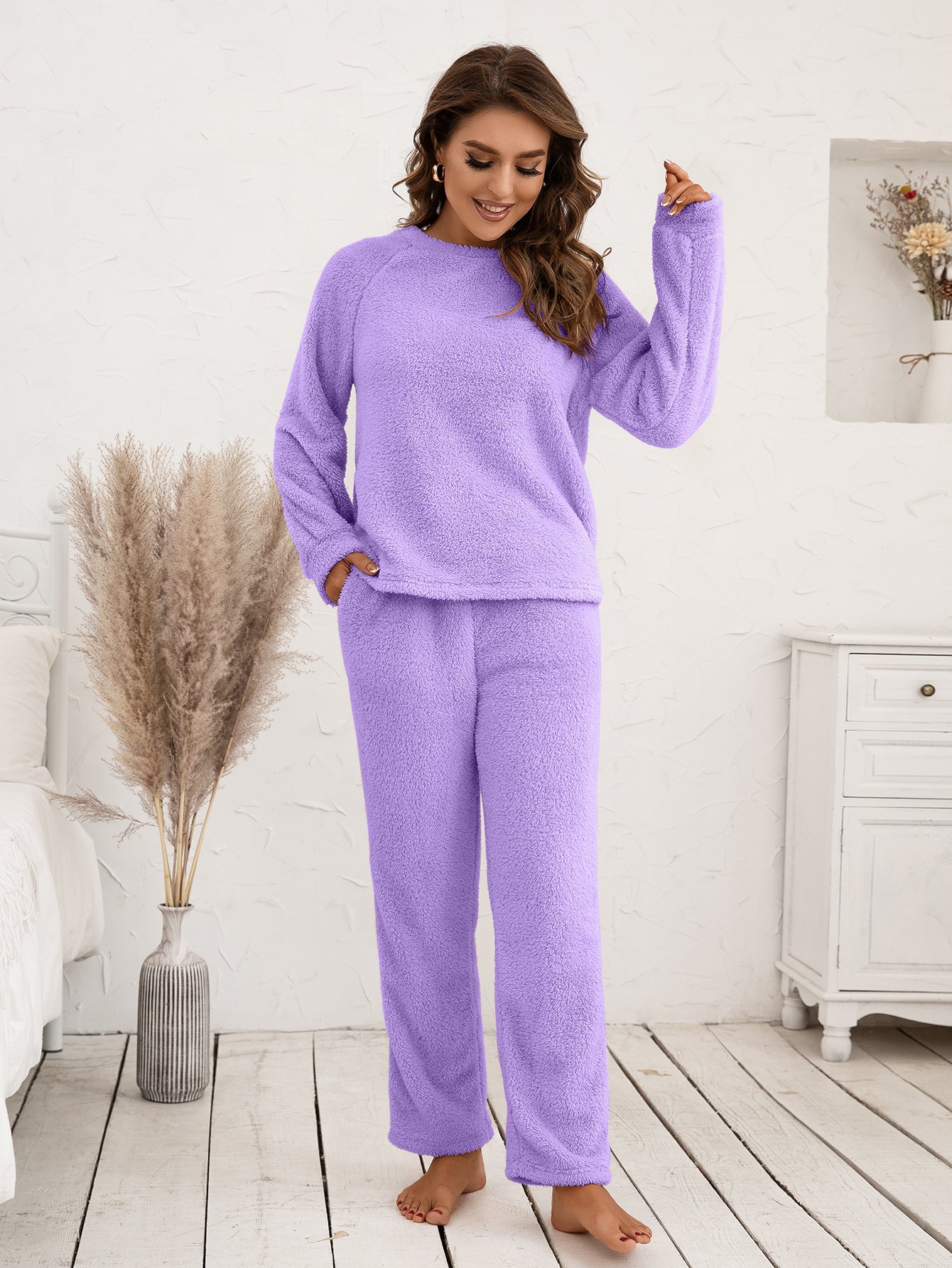 Ivy Lane Teddy Long Sleeve Top and Pants Lounge Set by Wild and Free Boutique